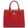 Front View Of The Lipstick Red Womens Leather Tote
