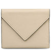 Womens Leather Wallet in pebbled leather with snap closure and minimalist design.