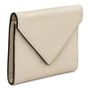 Womens Leather Wallet in beige pebbled leather with a stylish envelope flap design.