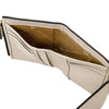Interior view of a Womens Leather Wallet showcasing card slots and zip pocket in elegant pebbled leather.
