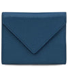 Womens Leather Wallet in elegant denim pebbled leather with a stylish snap closure.