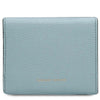 Womens Leather Wallet in light blue pebbled leather with elegant and practical design.