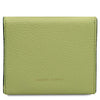 Womens Leather Wallet made of pebbled leather in lime green color.