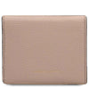 Womens Leather Wallet made of pebbled leather with a snap closure and spacious compartments for cards and coins.