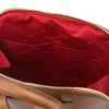 Internal Pocket View Of The Cognac Womens Leather Backpack