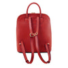 Rear View Of The Red Womens Leather Backpack