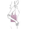 Women Posing With Over The Shoulder View Of The Lilac Womens Small Backpack