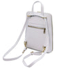 Rear And Shoulder Strap  View Of The White Womens Small Backpack