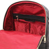 Internal Features View Of The Black Soft Womens Leather Backpack