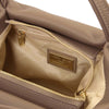 Internal Zip Pocket View Of The Taupe Womens Bag