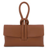 Front View Of The Cognac Womens Leather Clutch