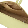 Womens Leather Clutch interior view with compartments and soft lining.