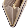 Interior view of Womens Leather Shopping Bag and Zip Around Wallet Set showcasing zippered compartments and soft leather texture.