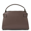 Womens Leather Tote Bag in dark taupe with a semi-rigid structure and elegant design, perfect for everyday use.
