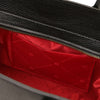 Interior view of the Womens Leather Shopper Bag showing red lining and zip pocket for secure storage.