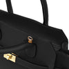 Close-up of the Womens Leather Shopper Bag showcasing luxurious pebbled leather and elegant handles.