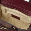 Womens Leather Shopper Bag interior view of bordeaux showing spacious compartment and zip pocket .