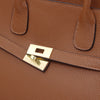 Close-up of hardware on a Womens Leather Shopper Bag made of luxurious pebbled leather.