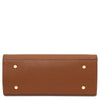 Womens Leather Shopper Bag - luxurious pebbled leather with semi-rigid structure and gold accents