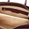 Internal Zip Pocket View Of The Bordeaux Womens Shopper Handbag
