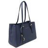 Angled View Of The Dark Blue Womens Shopper Handbag