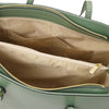 Internal Pocket View Of The Mint Green Womens Shopper Handbag
