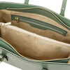 Internal Zip Pocket View Of The Mint Green Womens Shopper Handbag