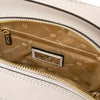 Internal Zip View Of The Beige Woven Leather Backpack