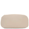 Underneath View Of The Beige Woven Leather Backpack