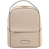 Front View Of The Beige Woven Leather Backpack