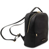 Woven Leather Backpack featuring soft embossed leather and spacious design for A4 documents.