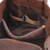 Internal Pocket View Of The Cinnamon Woven Leather Bag