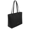 Woven Leather Shopping Bag, a stylish Woven Leather Shoulder Bag in black, perfect for everyday use.