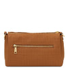 Woven Leather Shoulder Bag featuring embossed woven finish and practical compartments.