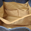 Internal Pocket View Of The Denim Woven Leather Bag 