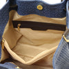 Internal Zip Pocket View Of The Denim Woven Leather Bag 