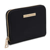 Angled View Of The Black Zip Around Wallets For Ladies