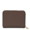 Rear View Of The Dark Taupe Zip Around Wallets For Ladies