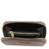 Internal Zip Compartment View Of The Dark Taupe Zip Around Wallets For Ladies