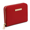 Angled View Of The Lipstick Red Zip Around Wallets For Ladies