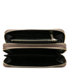Internal Pocket View Of The Dark Taupe Zipper Wallet