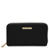 Front View Of The Black Zipper Wallet For Women
