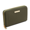 Angled View Of The Forest Green Zipper Wallet For Women