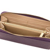 Internal Pocket View Of The Purple Zipper Wallet For Women