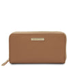 Front View Of The Taupe Zipper Wallet For Women