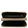 Internal Pocket View Of The Light Taupe Zipper Wallet