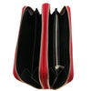 Open Compartment View Of The Lipstick Red Zipper Wallet