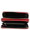 Internal Zip Pocket View Of The Lipstick Red Zipper Wallet