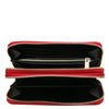 Internal Pocket View Of The Lipstick Red Zipper Wallet
