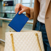 Woman With The Blue Lizandez Unisex Leather Passport Wallet